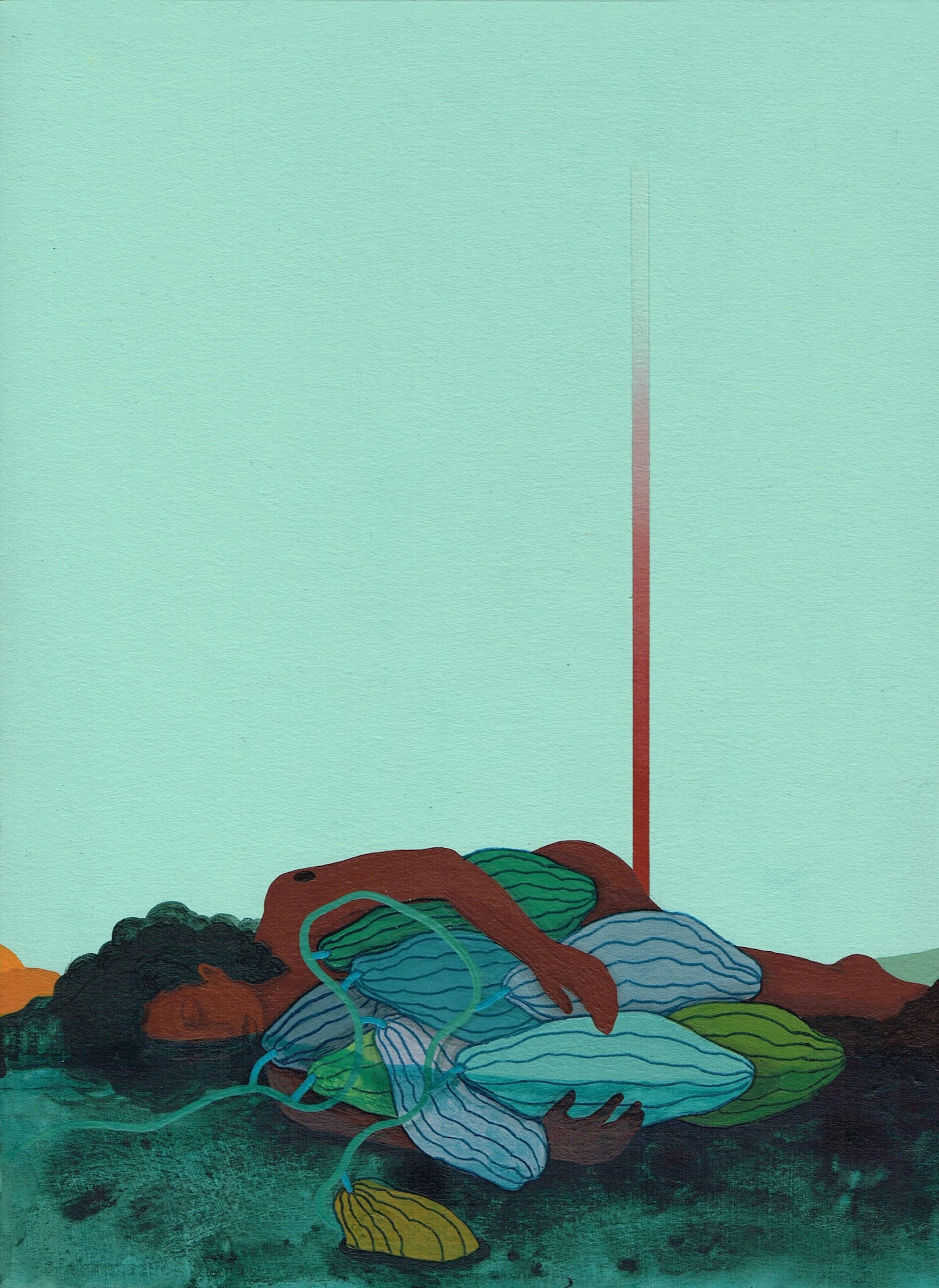 The Wick Culture - Otobong Nkanga Subsidence, 2025, acrylic and carbon on paper, 28.8 x 21 cm © Otobong Nkanga; Courtesy of Lisson Gallery