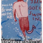 A blanket with a figure and writing