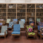 Rows of brightly coloured chairs