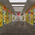 Colourful art installation in a well-lit interior