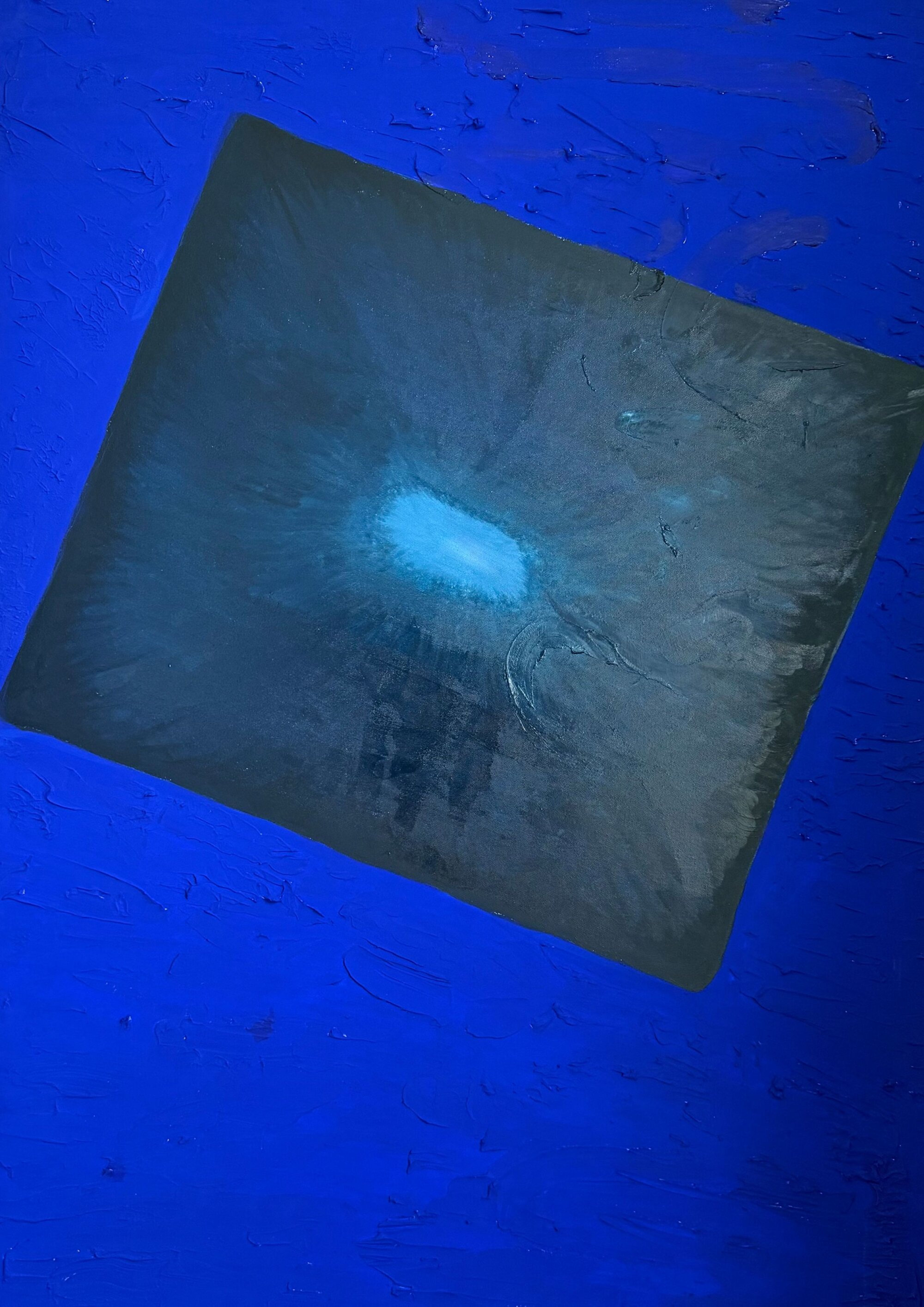 The Wick Culture - Blue Prayers, 2026, Mix Media 1/1 Oil paint & Acrylic on cotton canvas. Courtesy of Barbara Ayozie Fu Safira.