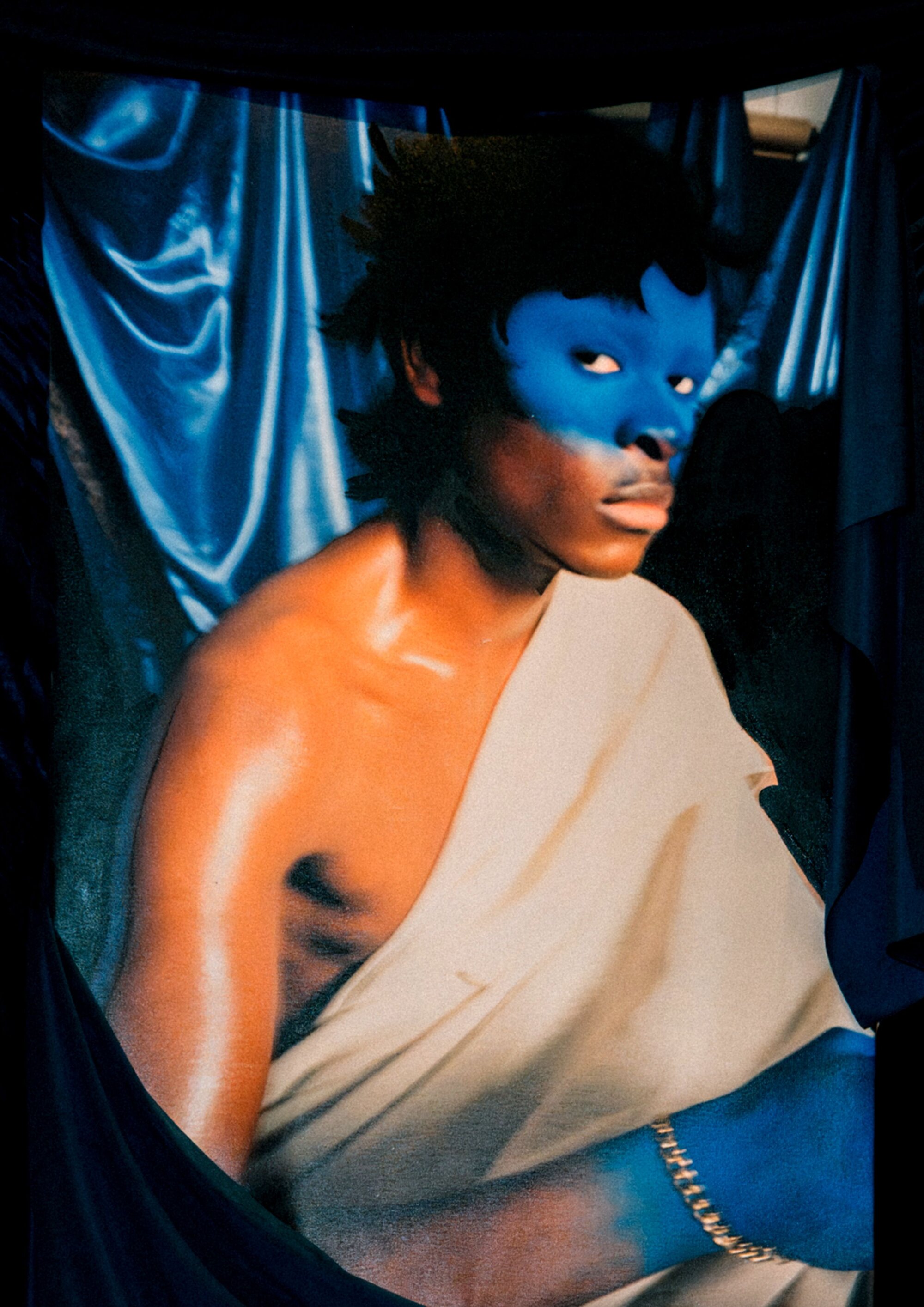 The Wick Culture - Blue Is a Quiet Alpha, 2026, Mix Media 1/1
Analogue photography & Oil Paint
On cotton Canvas. Courtesy of Barbara Ayozie Fu Safira.