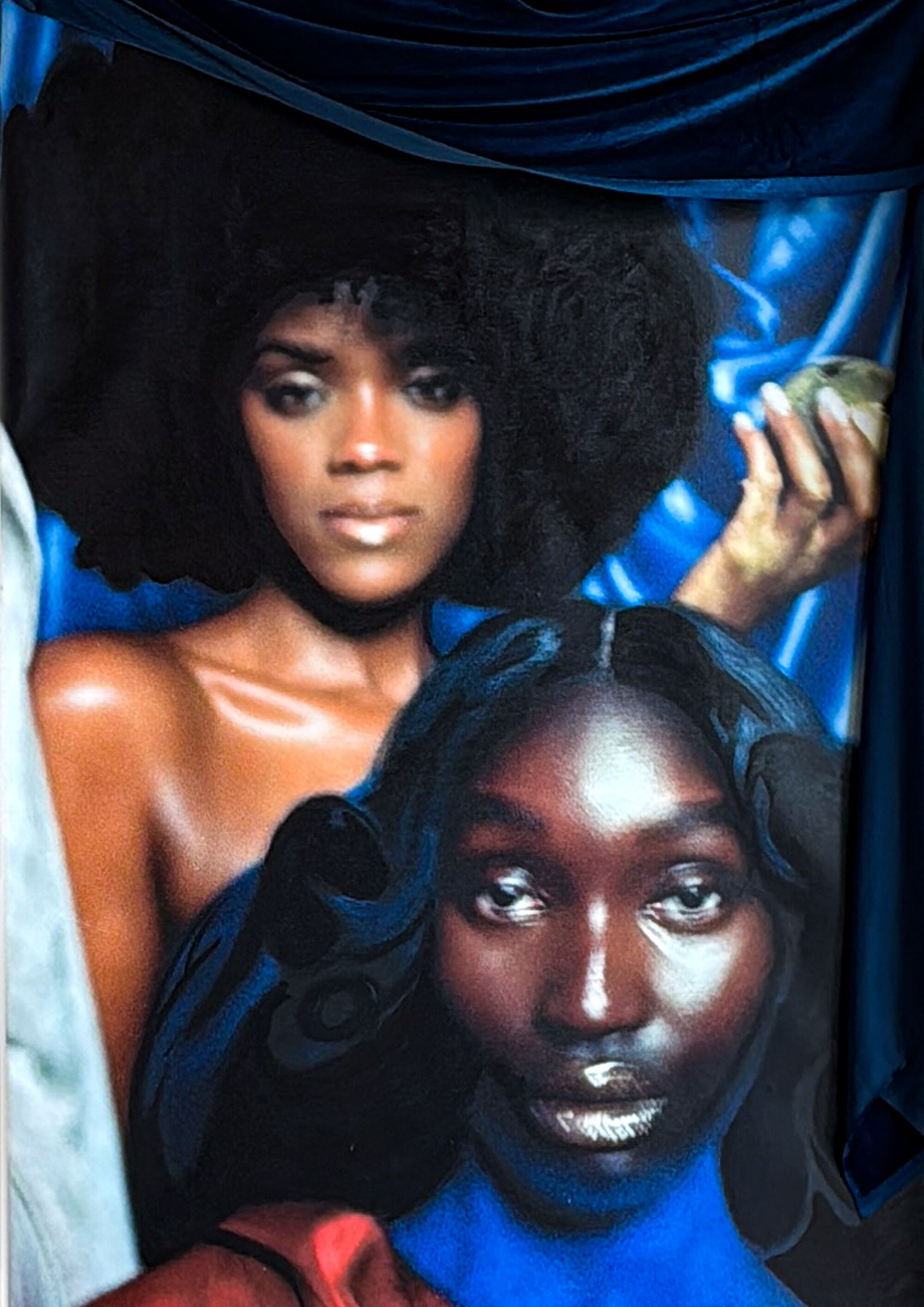 The Wick Culture - Empresses of Light: Born of Mothers, 2026, Analogue photography & oil paint on cotton canvas. Courtesy of Barbara Ayozie Fu Safira.