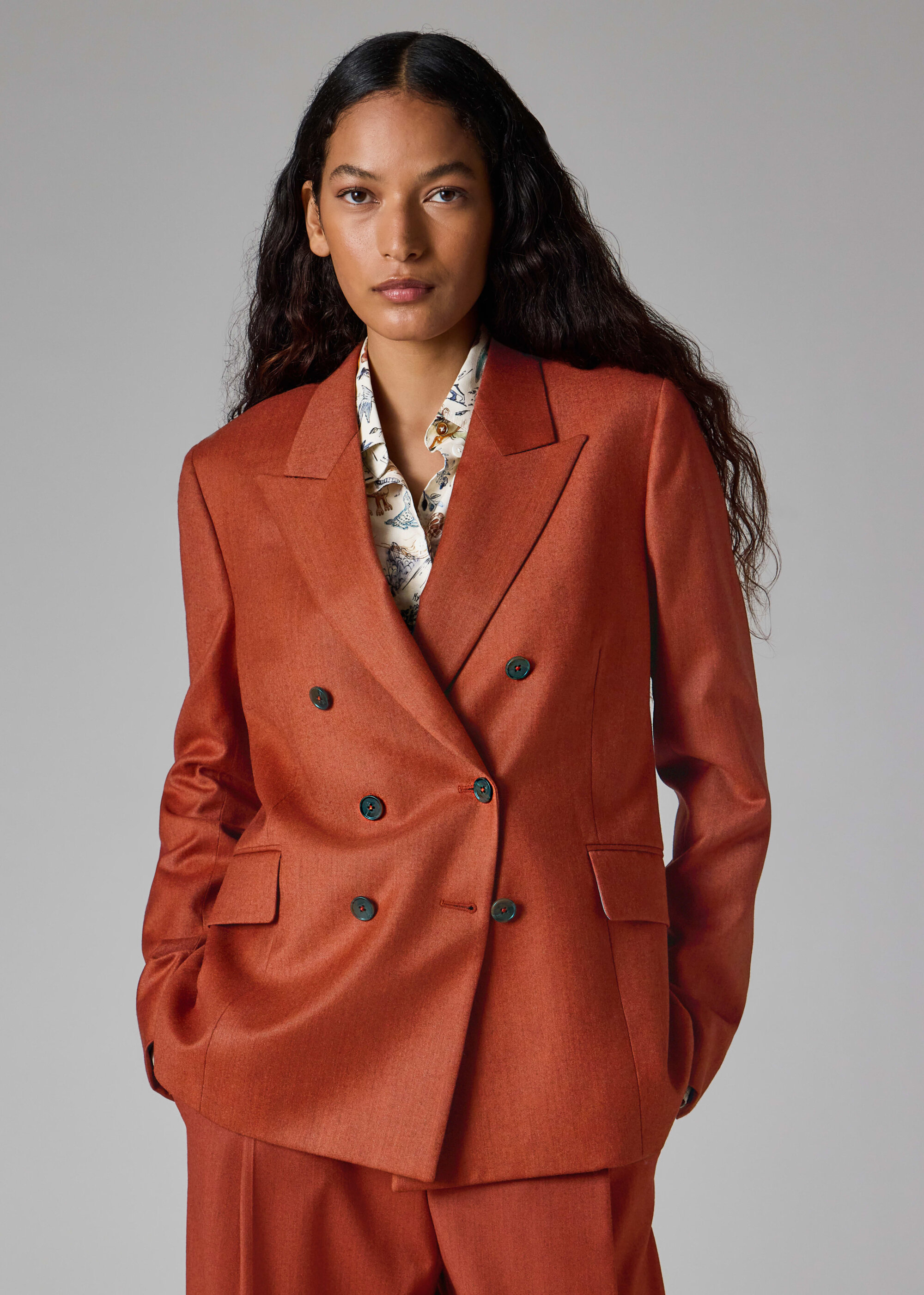 The Wick Culture - Rust Wool-Cashmere Flannel Blazer by Paul Smith 