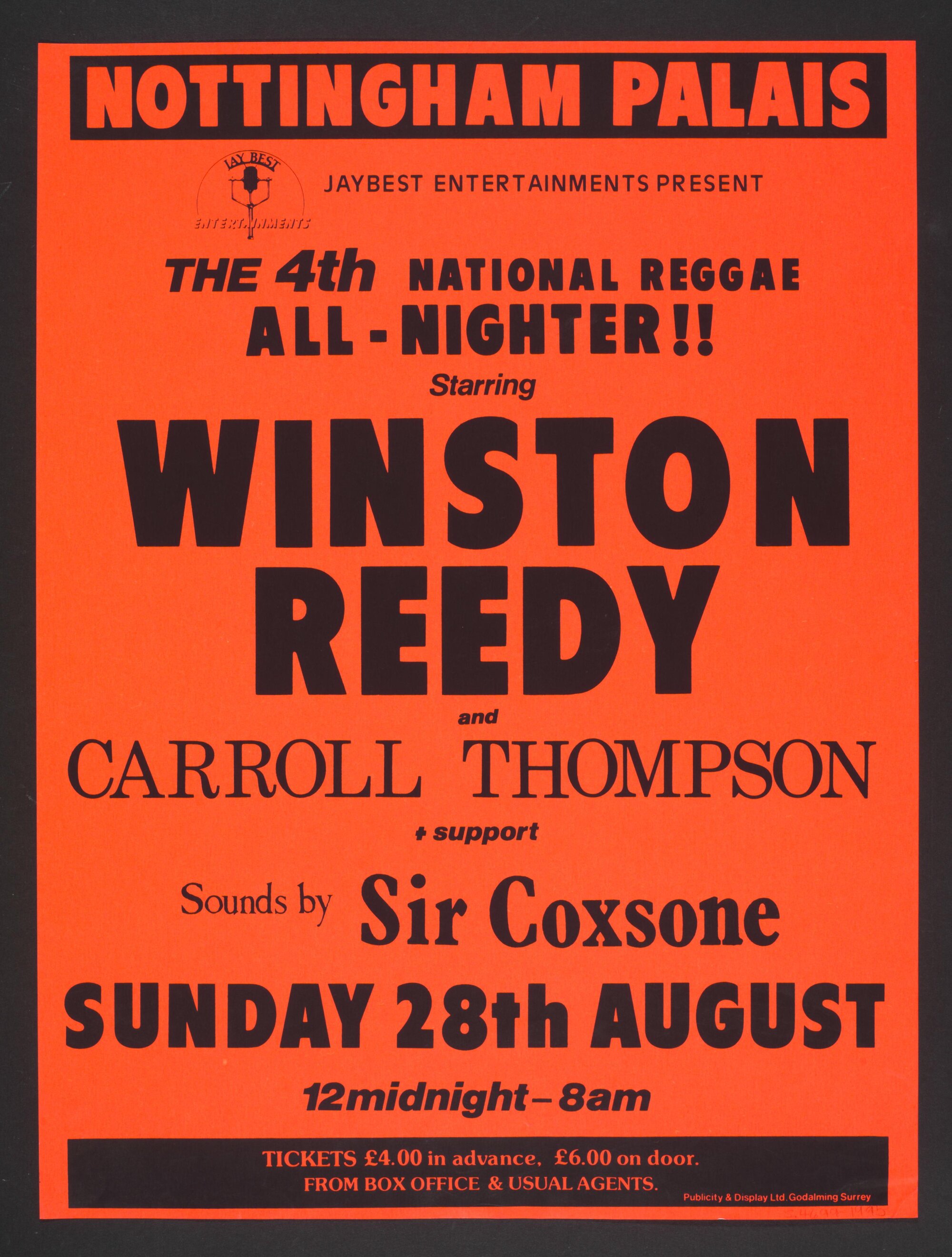 The Wick Culture - Poster advertising the performer Winston Reedy at Palais, Nottingham © Victoria and Albert Museum, London