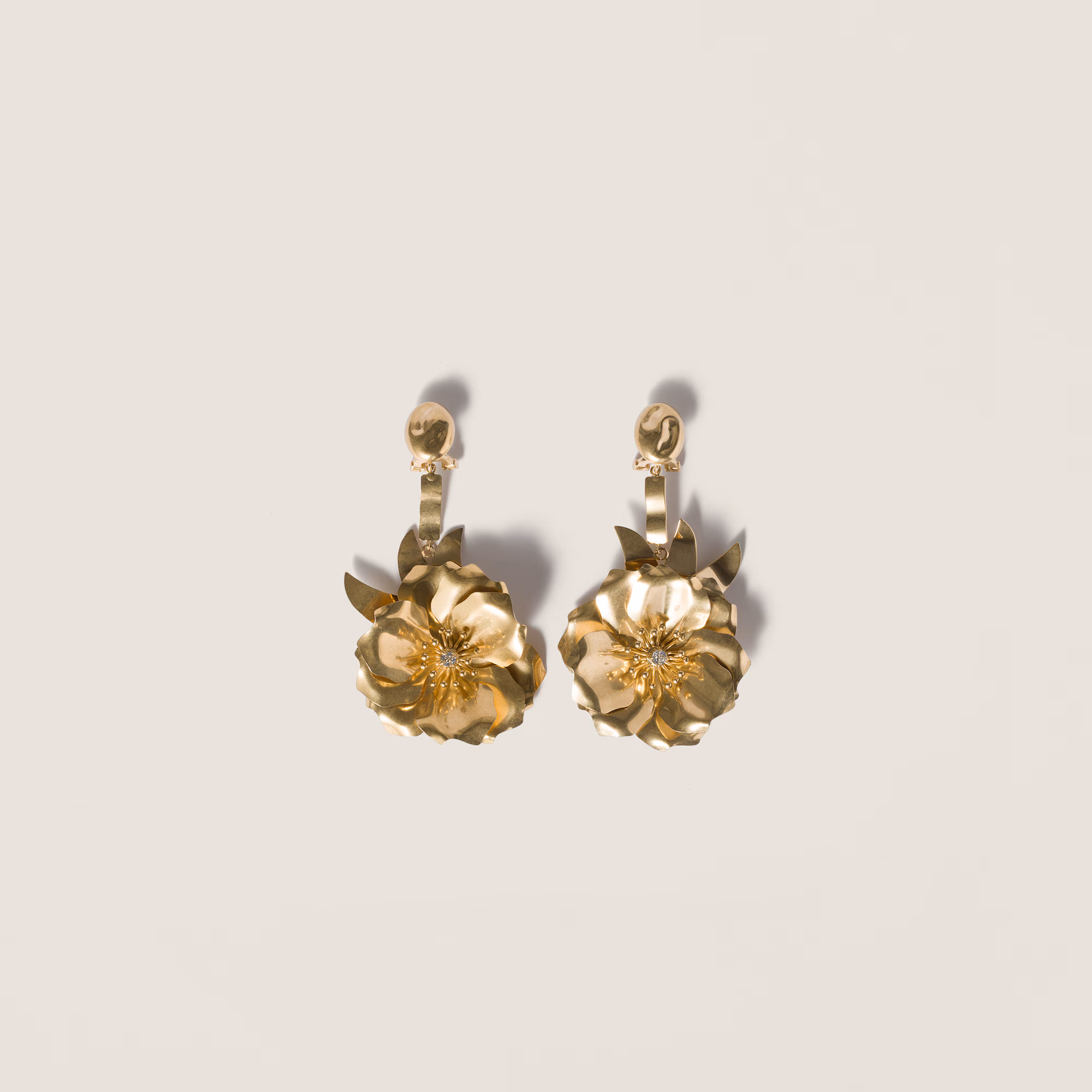 The Wick Culture - Metal Earrings with Crystals in Gold/Crystal by Miu Miu
