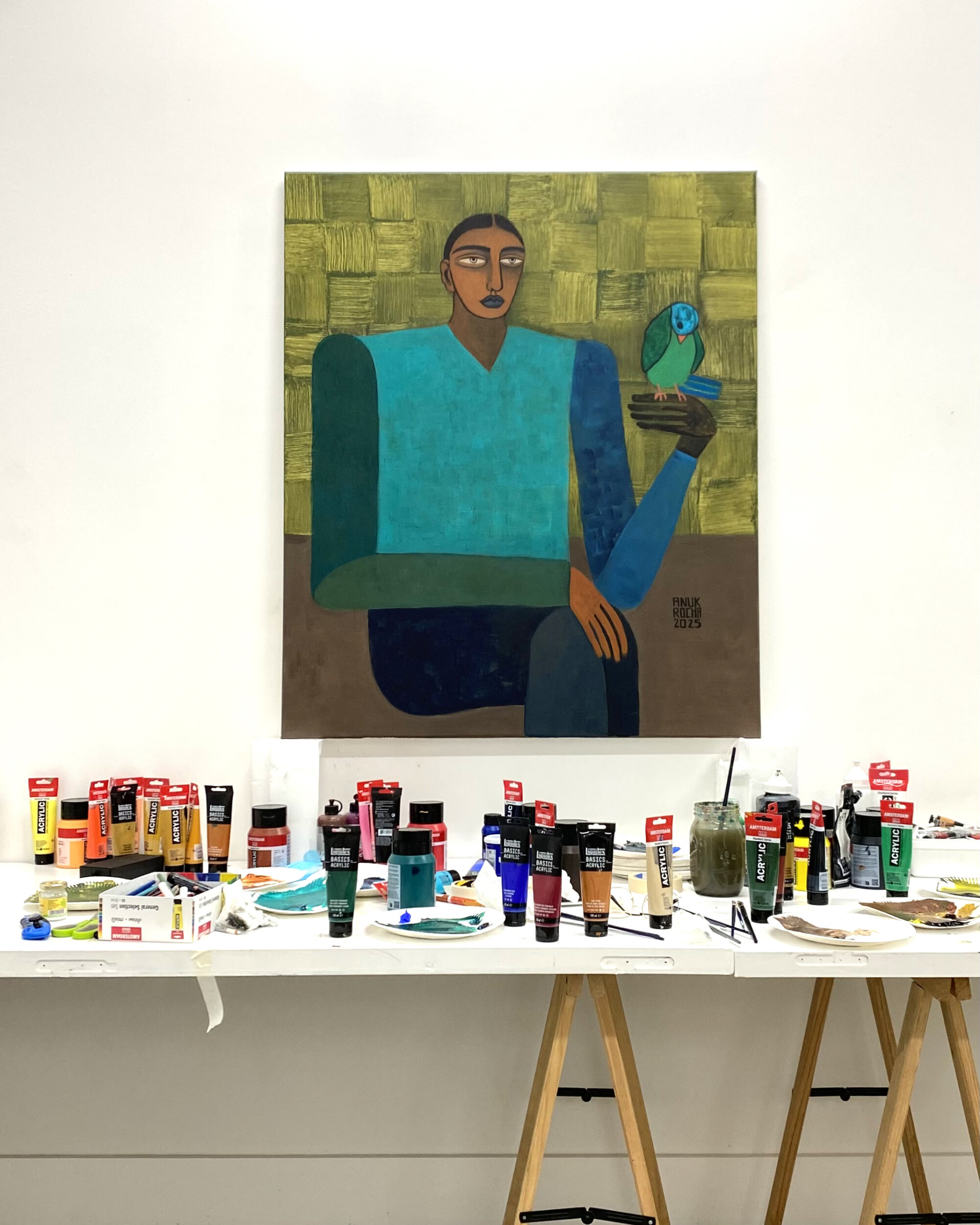 The Wick Culture - Above: Anuk Rocha. Happy as a Lark, 2025. Acrylic on Canvas. 90 x 70 cm.