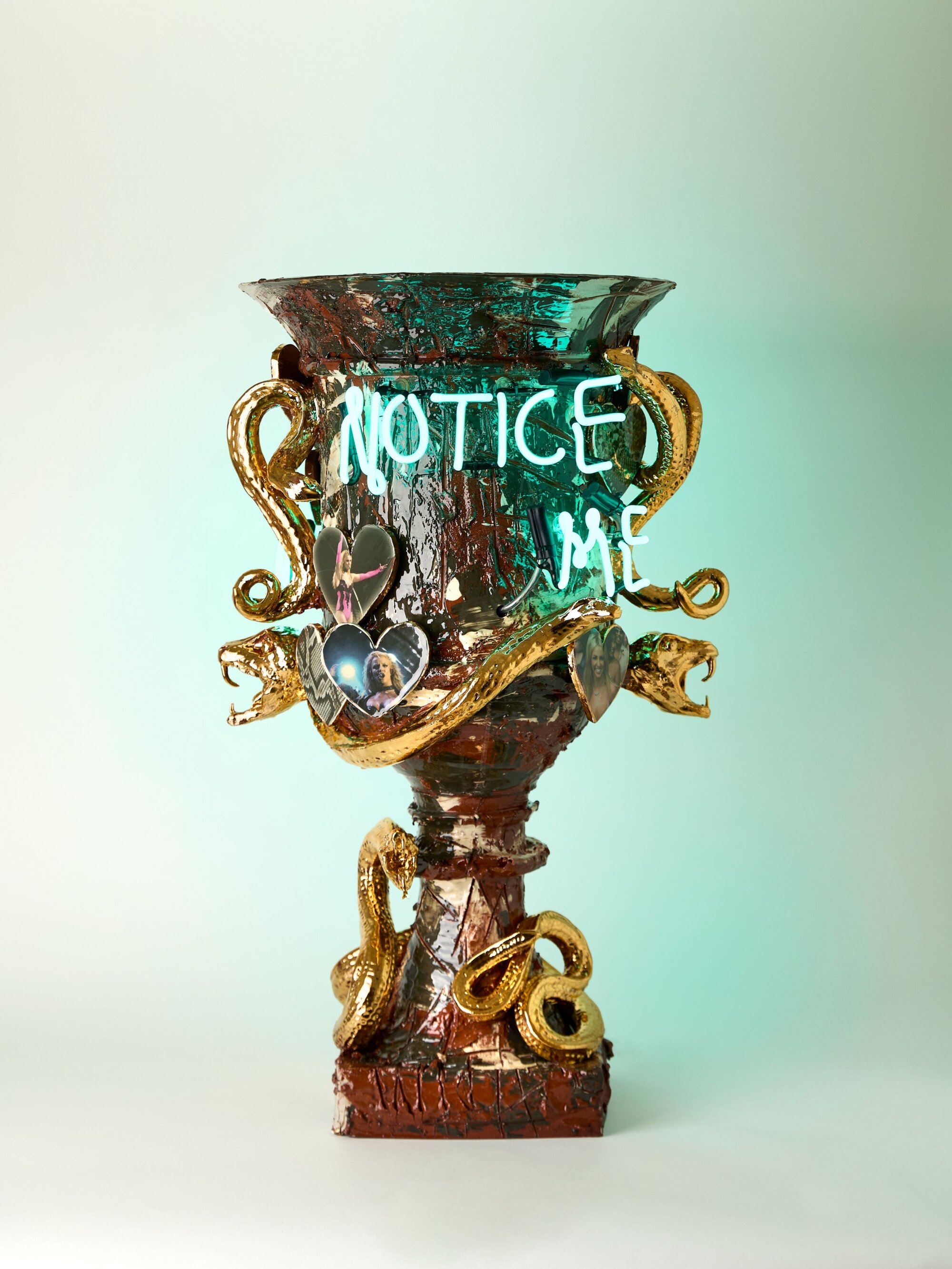 The Wick Culture - Connor Coulston, 'Notice Me...Take My Hand' - Britney Pot. Glazed Ceramic, Neon. Photo: Tania Dolver
