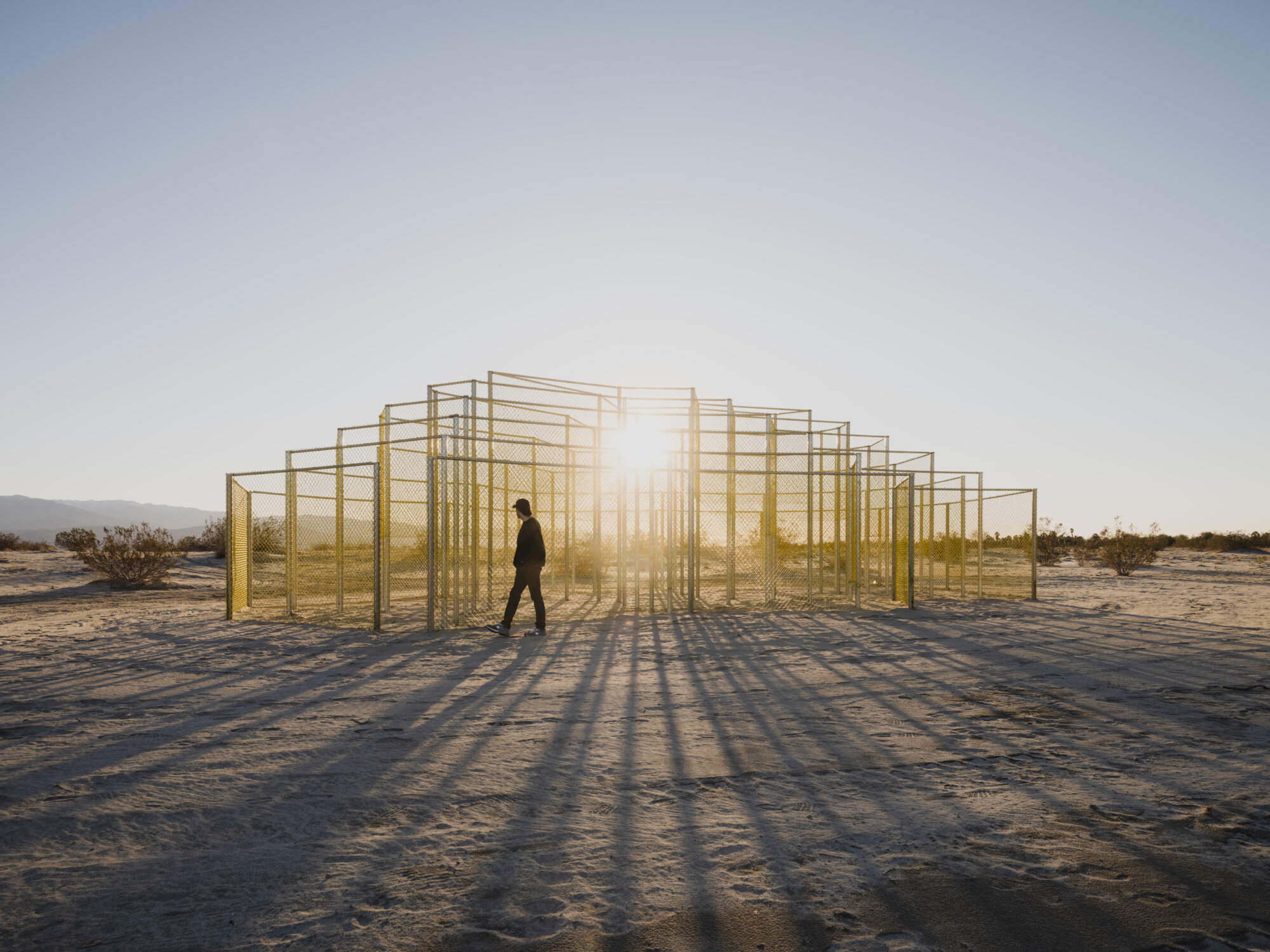 The Wick Culture - Rana Begum, 'No. 1225 Chainlink', 2023, vinyl coated steel chainlink. Installation view, Desert X, The Desert Biennial Palm Springs, USA. Photo: Lance Gerber. 