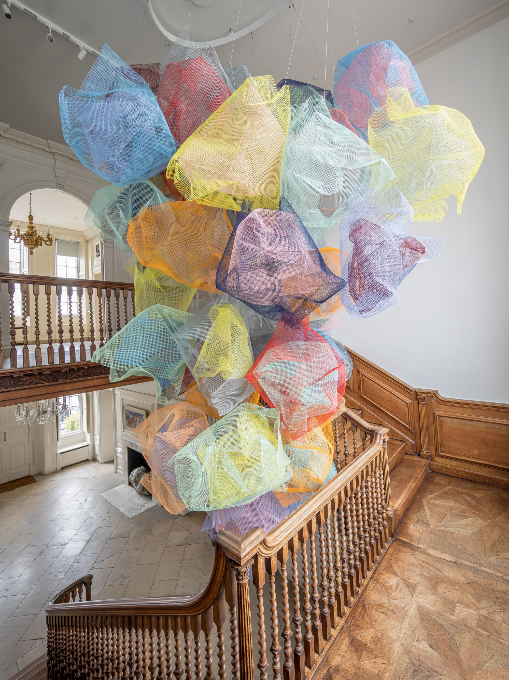 The Wick Culture - Rana Begum, ‘No. 1367 Mesh’, 2024, powder-coated galvanised steel mesh. Installation view, Pallant House Gallery, UK. Courtesy of Pallant House Gallery/Taran Wilkhu.