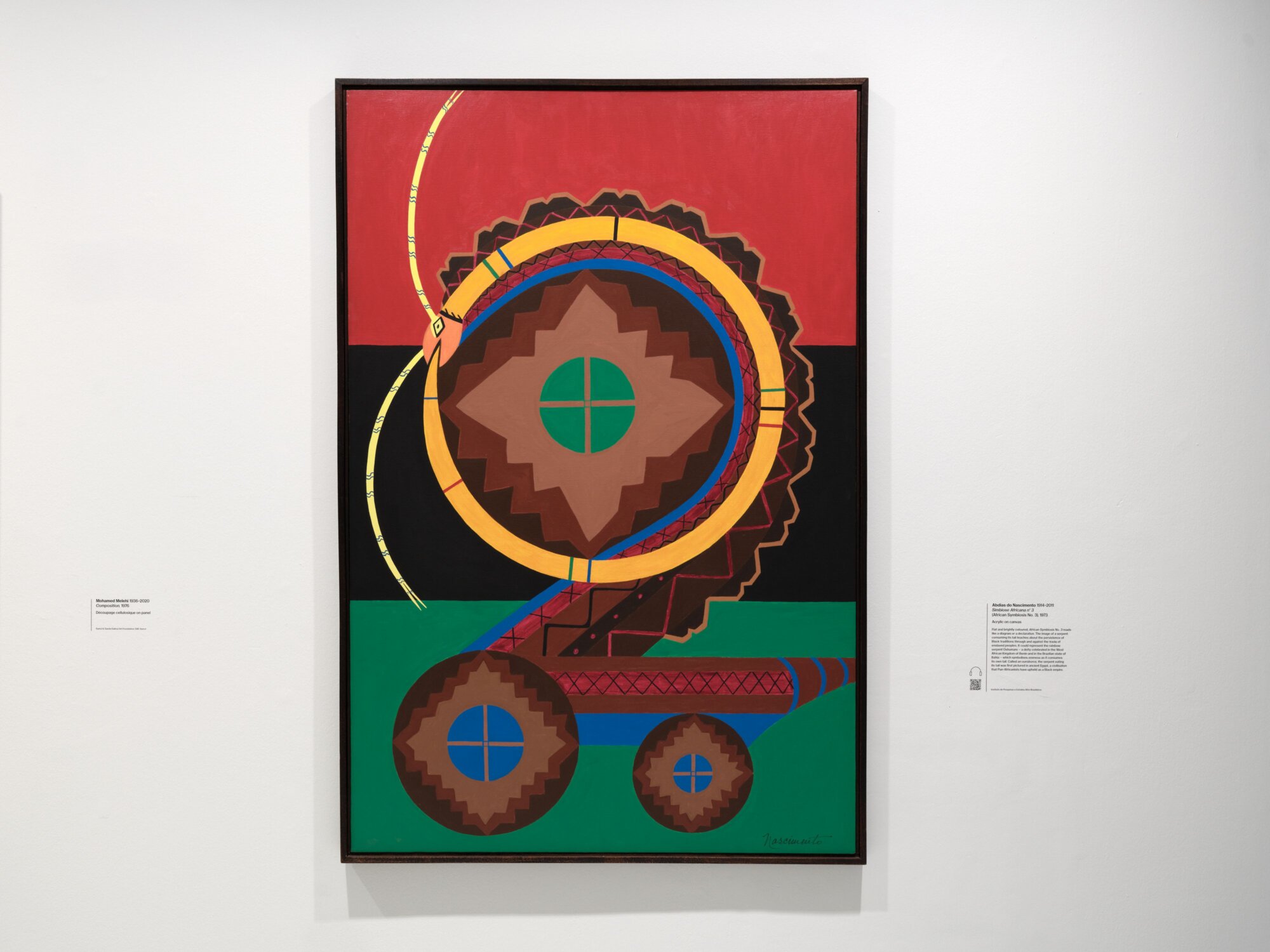 The Wick Culture - Simbiose Africana nº 3 (1973) by Abdias
do Nascimento, Project a Black Planet:
The Art and Culture of Panafrica,
Installation View, 11 Jun – 6 Sep 2026 ©
Thomas Adank/Barbican Art Gallery