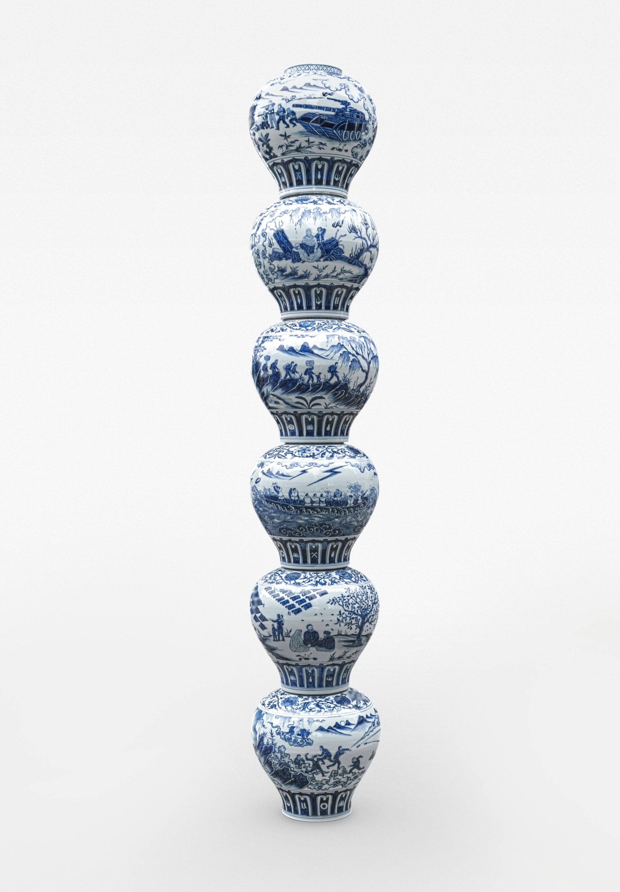 The Wick Culture - Ai Weiwei, Stacked Porcelain Vases as a Pillar, 2017. Porcelain. 52 x 303cm each. Image courtesy of Ai Weiwei Studio