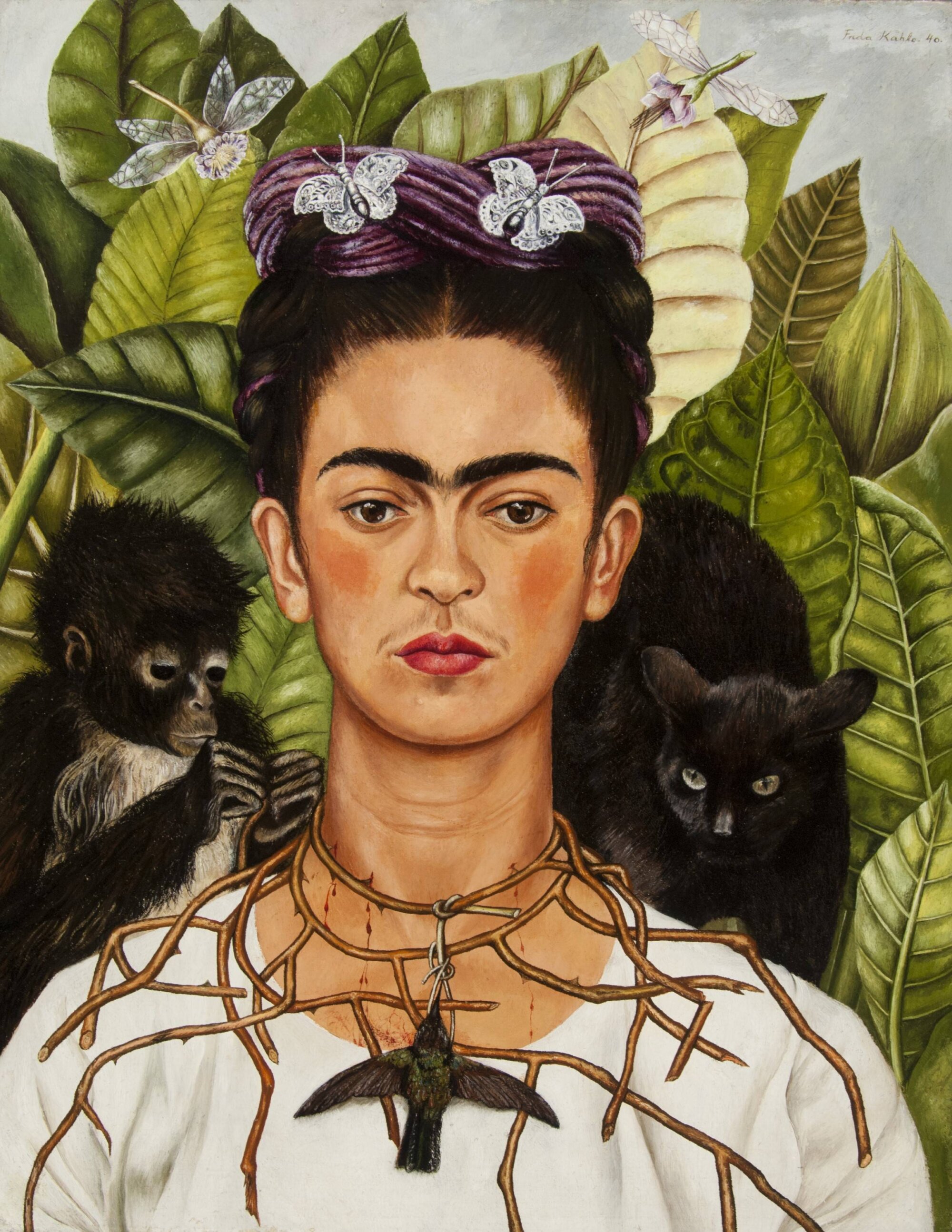 The Wick Culture - Frida Kahlo, Untitled [Self - portrait with thorn necklace and hummingbird] 1940. Nickolas Muray Collection of Mexican Art.