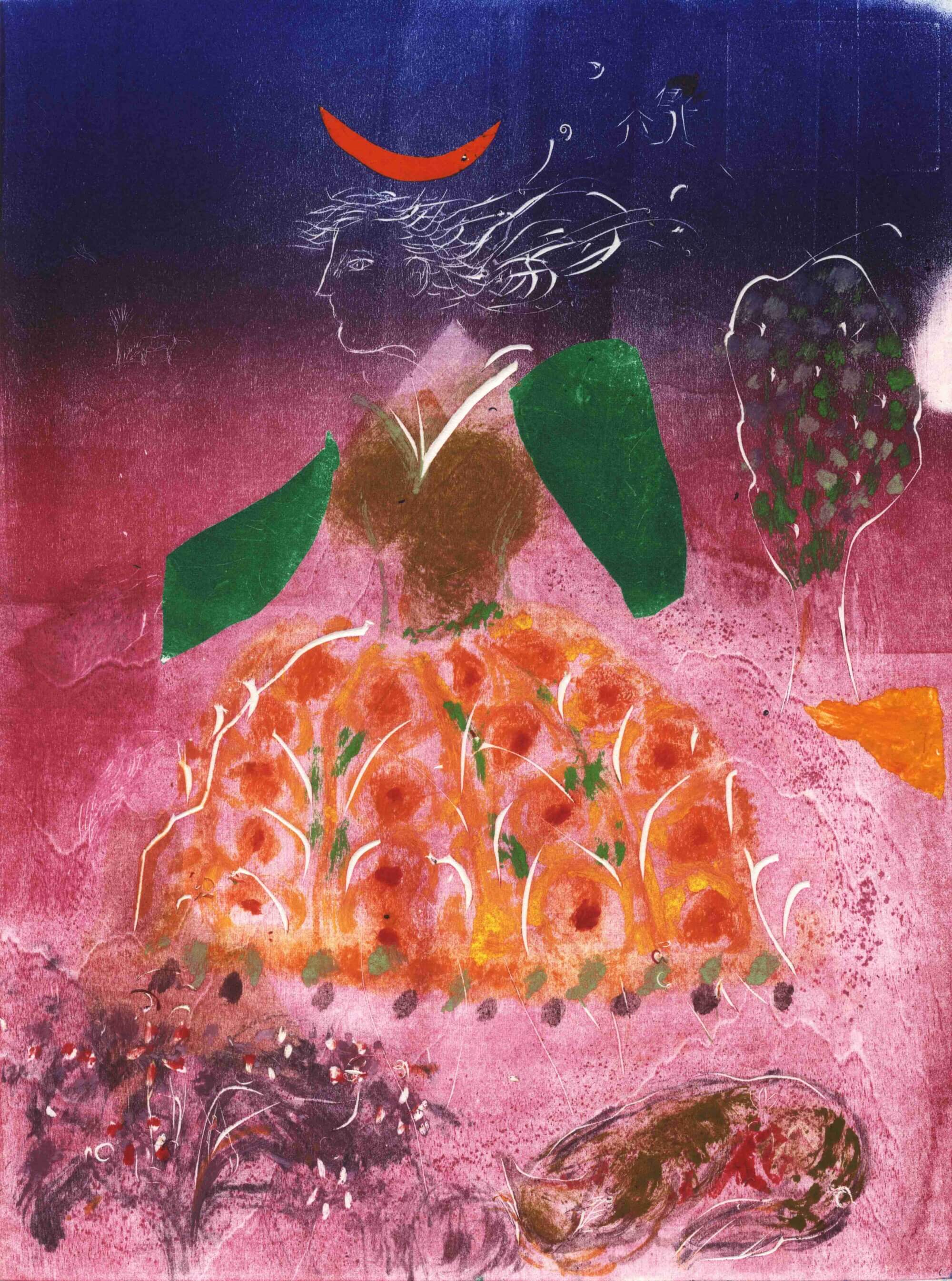The Wick Culture - Margureite Carnec, Red Moonhat, 2024. Courtesy of the artist and Glasgow Print Studio