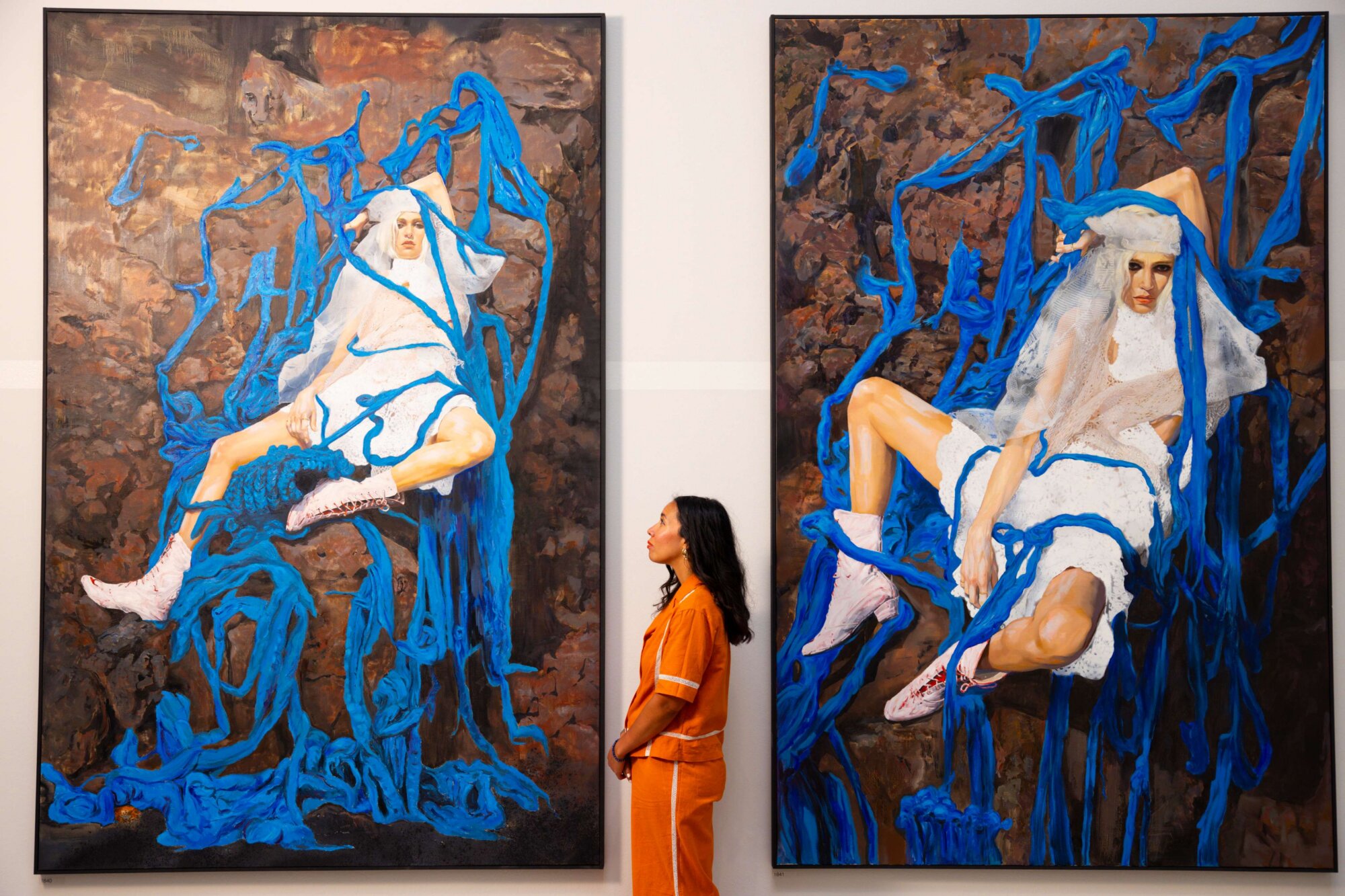 The Wick Culture - Gallery view of the Summer Exhibition 2026, at the Royal Academy of Arts, London, 16 June - 23 August 2026, showing 'The Witch' and 'The Goddess' by Paulina Olowska. Photo: © Royal Academy of Arts, London / David Parry
