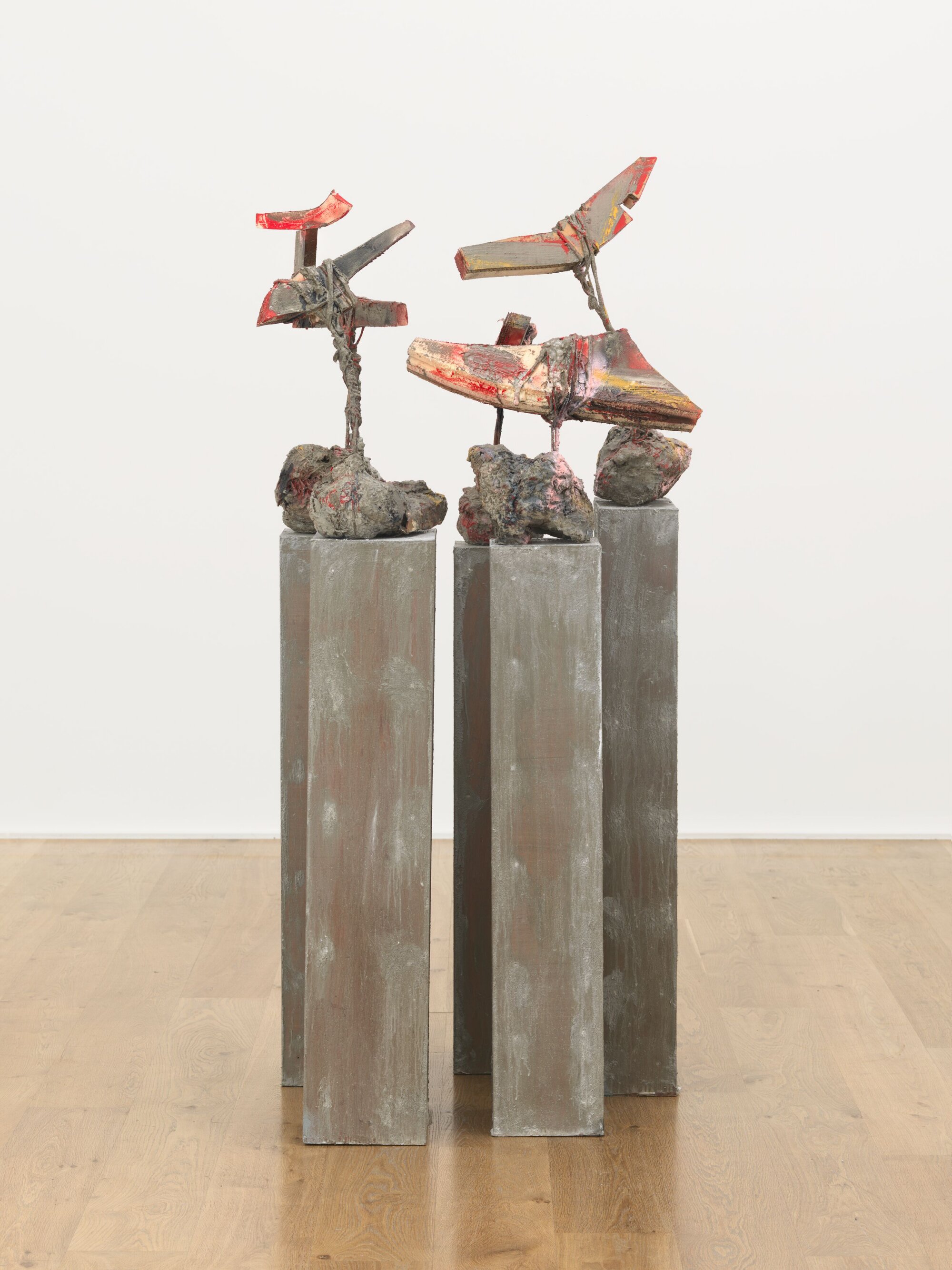 The Wick Culture - Phyllida Barlow, untitled: offcuts; 2016, 2016, timber, plywood, wire, cement, sand, hessian scrim, cardboard, wool, polyurethane board, paint, PVA, 185 x 82 x 80 cm / 72 7/8 x 32 1/4 x 31 1/2 inches
© Phyllida Barlow Estate. Courtesy the Phyllida Barlow Estate and Hauser & Wirth. Photo: Alex Delfanne
