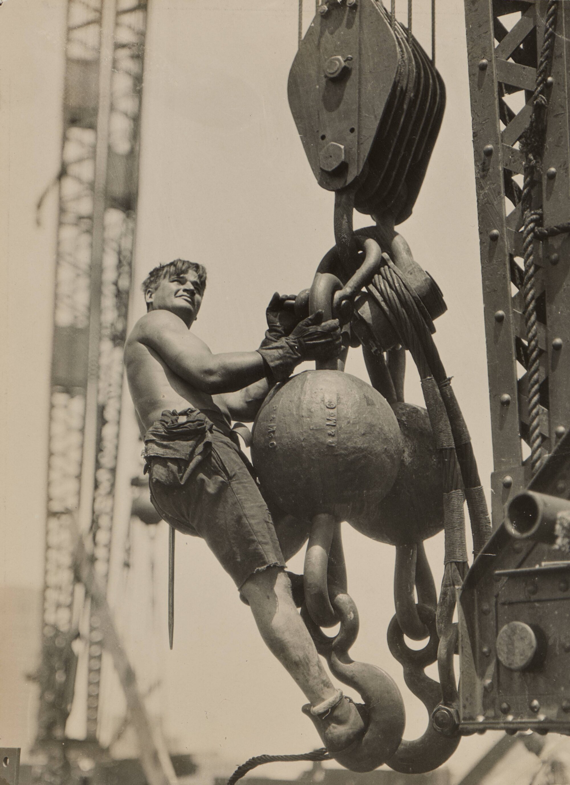 The Wick Culture - Lewis Hine, Riding the Ball High up on Empire State, c.1930. Gelatin silver print.