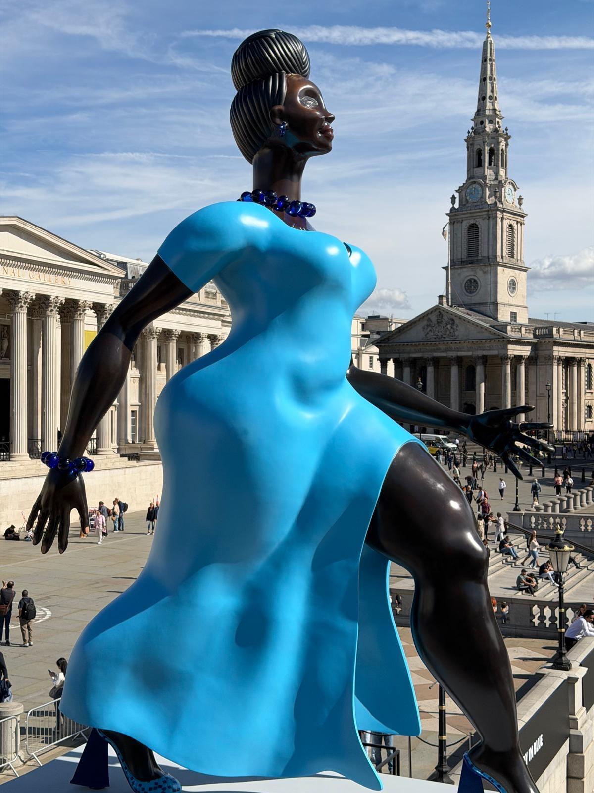 The Wick Culture - Tschabalala Self's 'Lady in Blue' at the Fourth Plinth, Trafalgar Square. Photo: The Wick