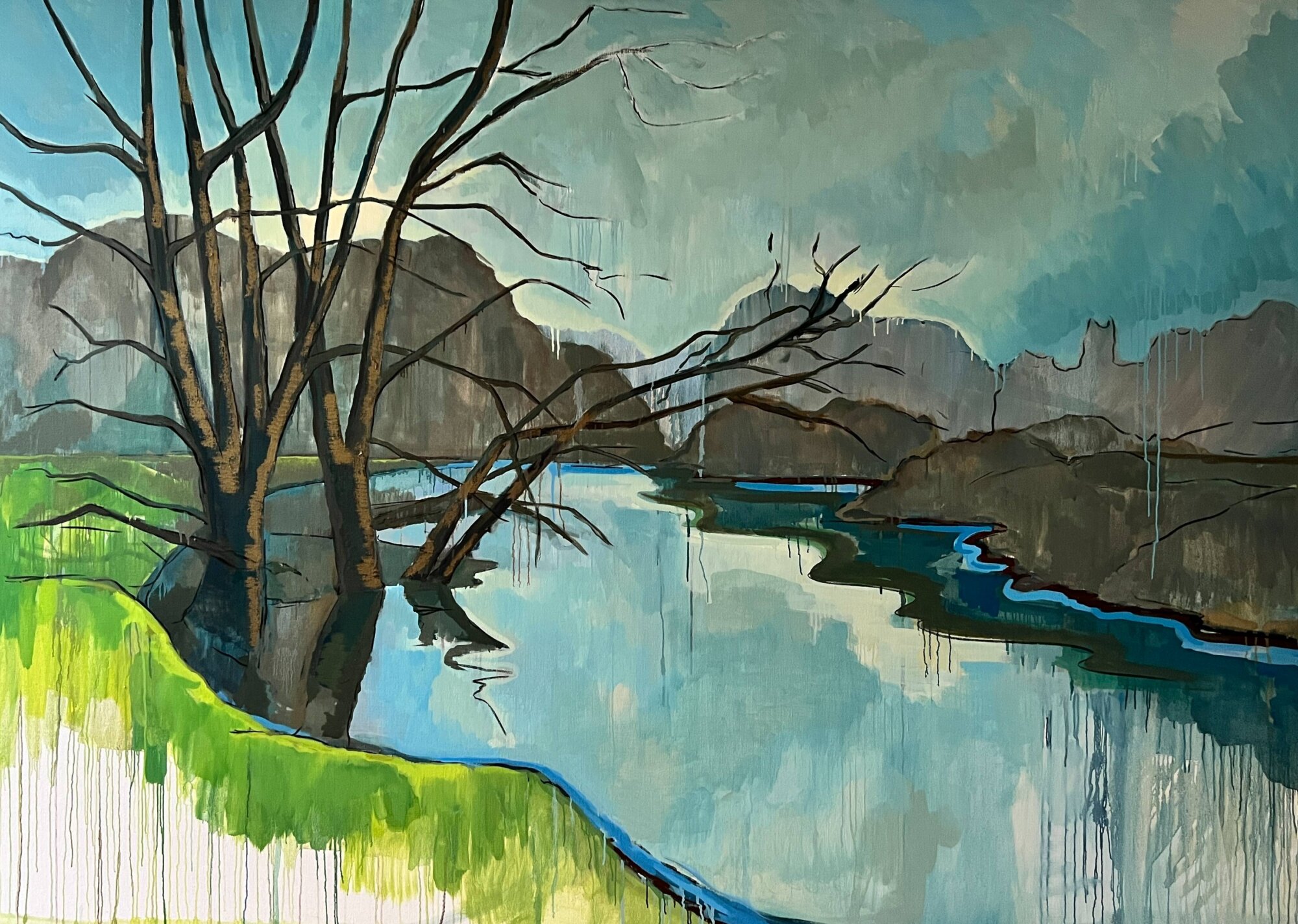 The Wick Culture - Nancy Cadogan, At the Bend in the River I, 2026, oil on linen, 220x160 cm