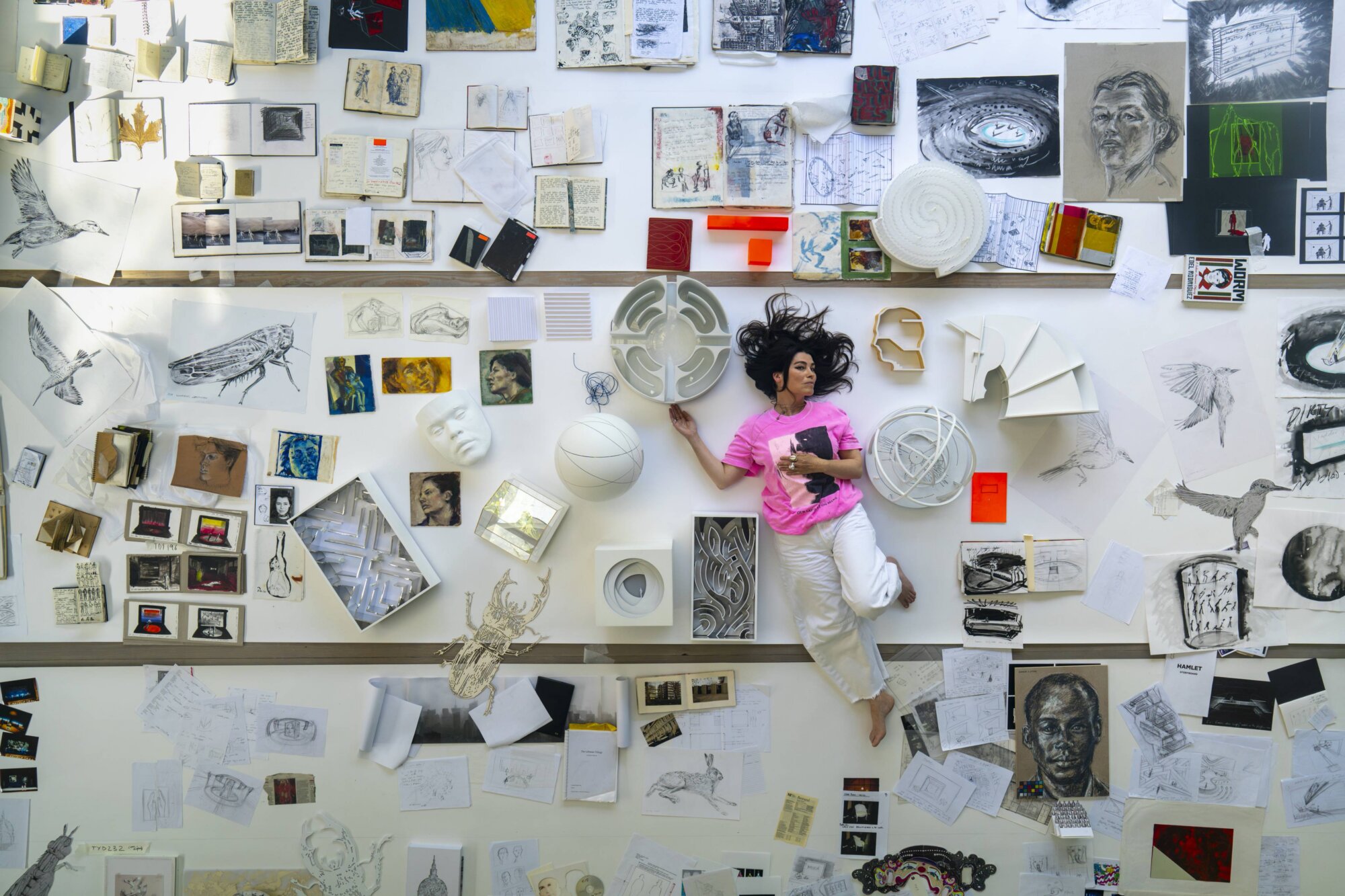 The Wick Culture - Es Devlin photographed amongst her archive. Photo: Daniel Devlin