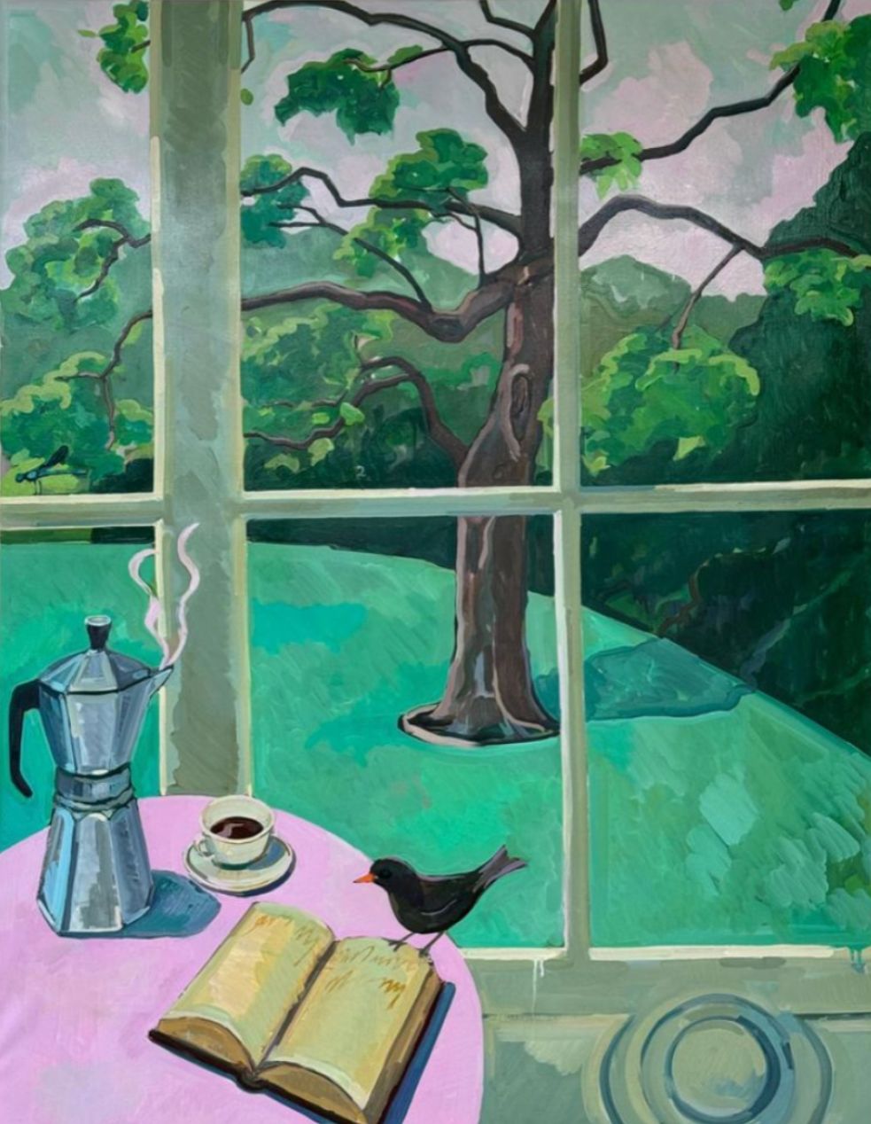 The Wick Culture - Nancy Cadogan, Paris Tree, 2022, 120 x 150cm. oil on canvas
