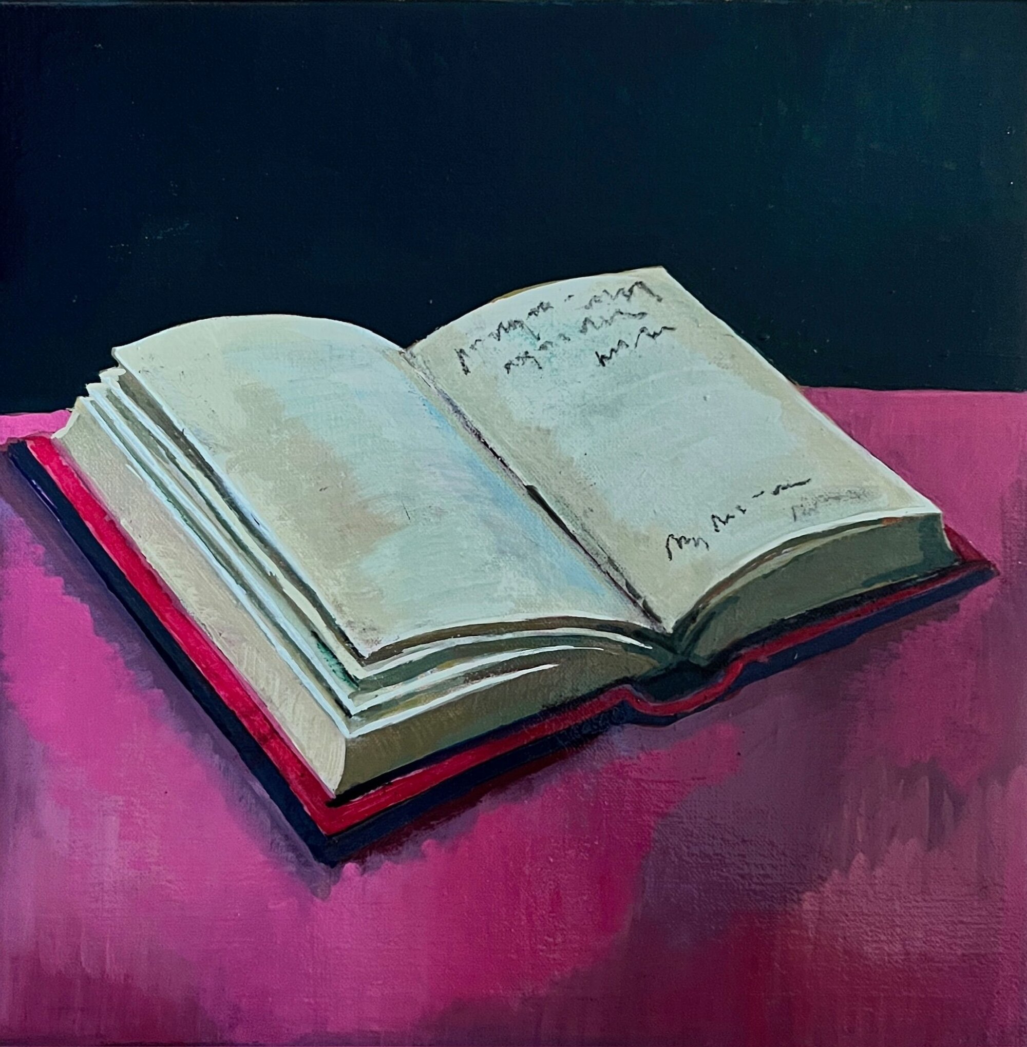 The Wick Culture - Nancy Cadogan, The Active Reader, 2026, oil on linen, 30x30 cm